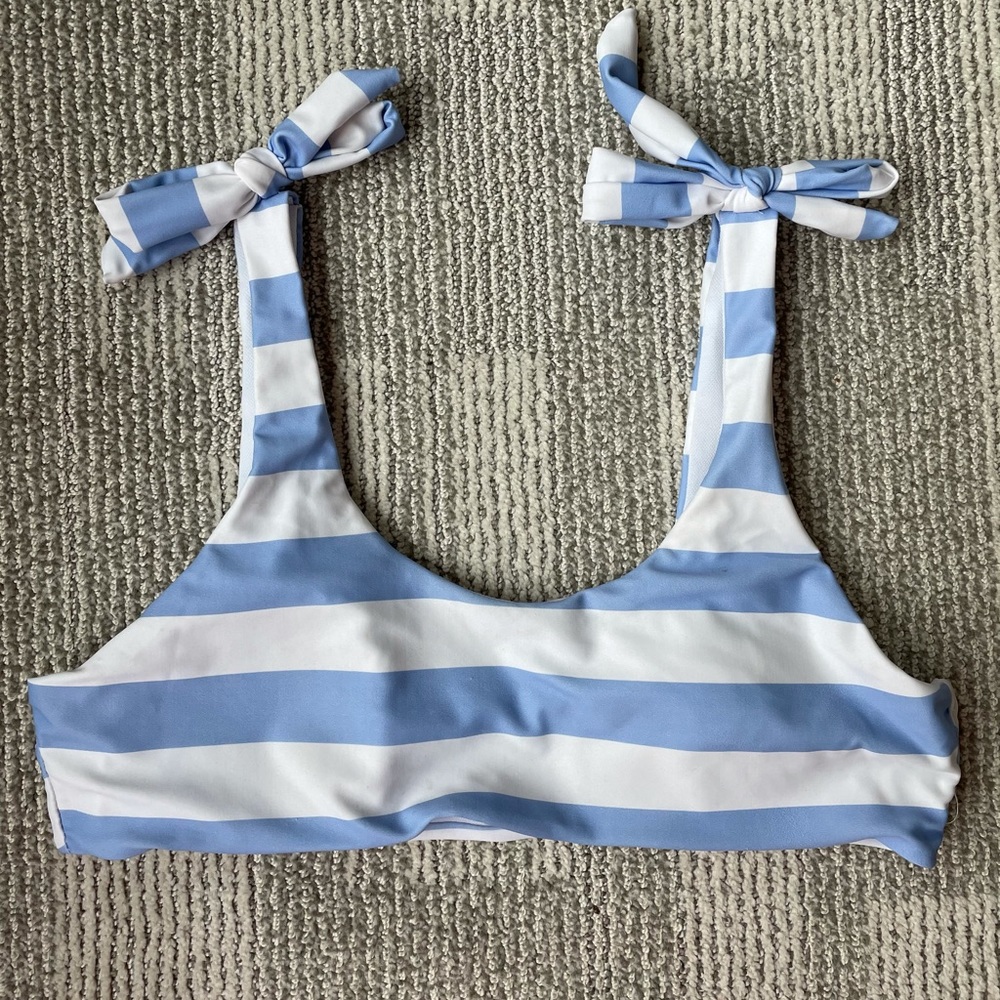 Shein blue and white stripe bow bikini